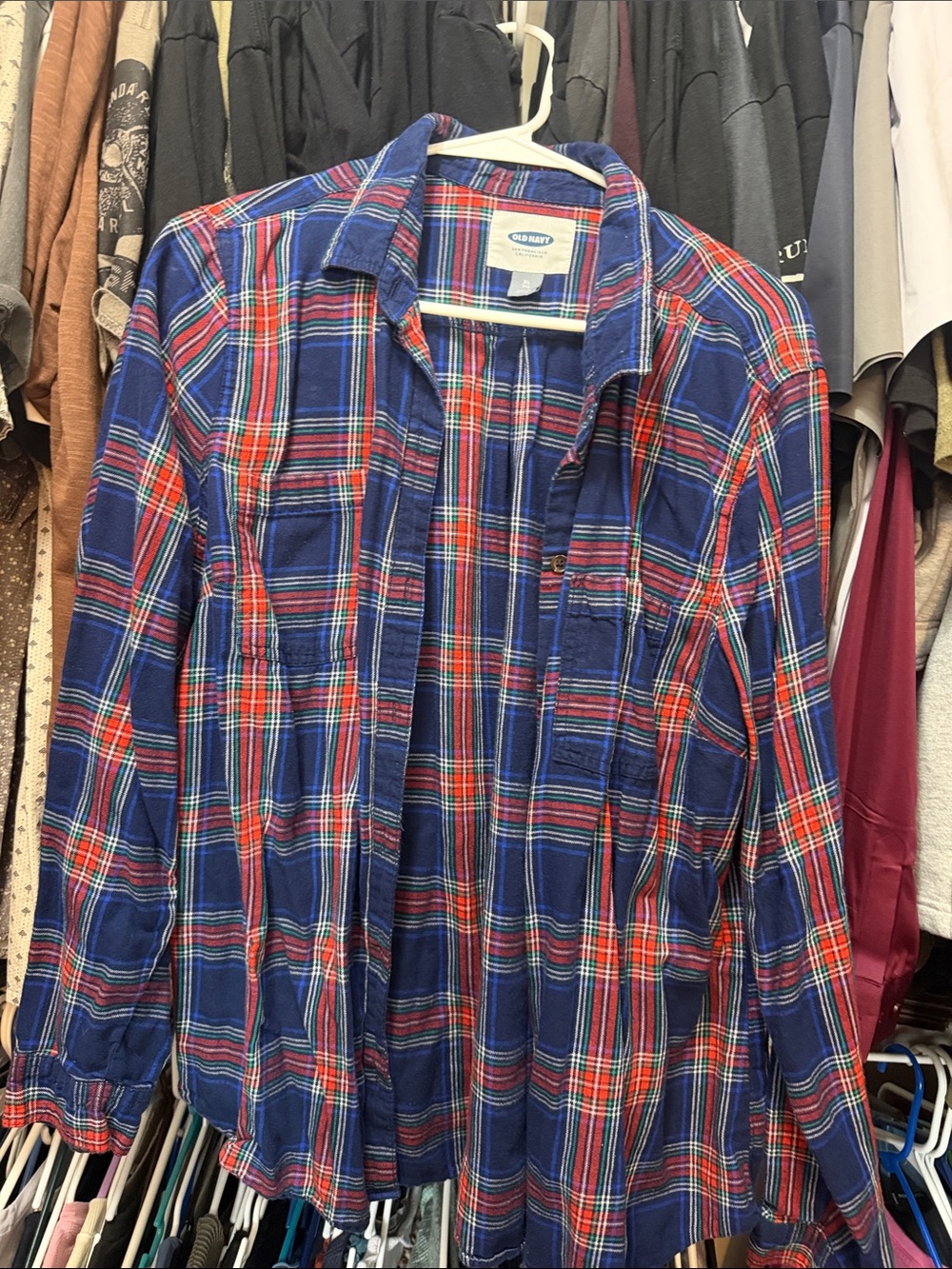 Old Navy Women’s Red and Blue Plaid Button-Up Shirt